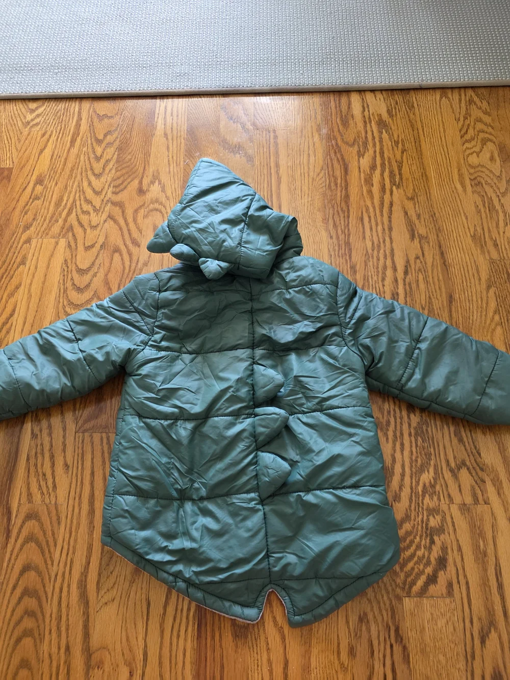 Kids Green Puffer Jacket with Hood